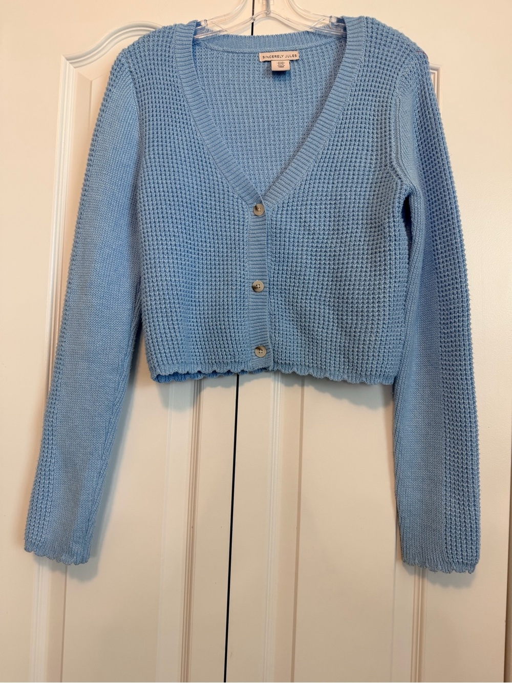 Sincerely Jules Powder Blue V-Neck Cropped Cardigan